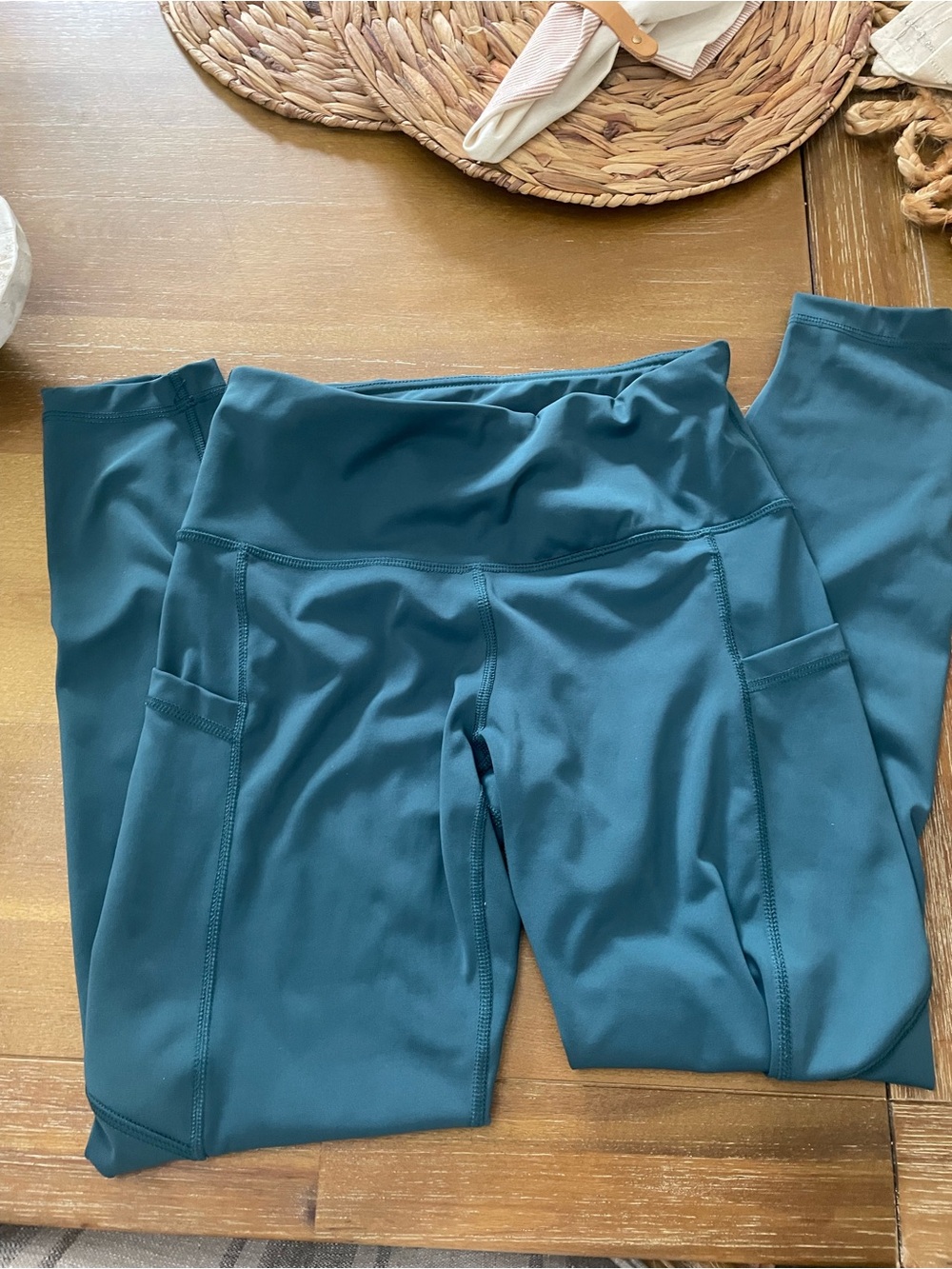 90 Degree By Reflex Teal Leggings with Logo Waistband - Picture 8 of 10